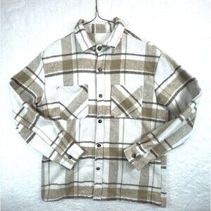 Manfinity Homme Men's Tartan Khaki/White Plaid Jacket Size Med.